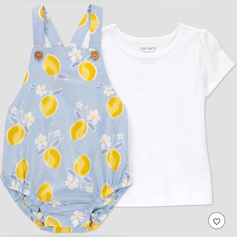 3-6M Carter's Blue Lemon Print Baby Romper